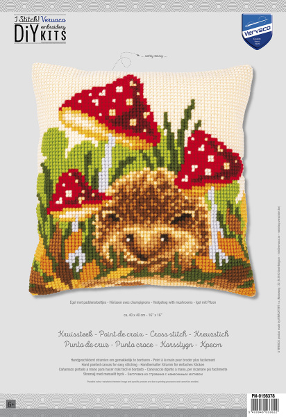 Набор для вышивания подушки "Ежик и грибы". Арт PN-0156378