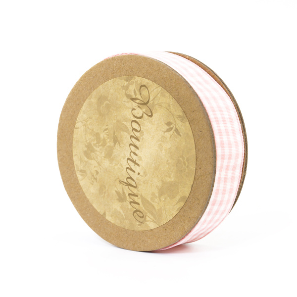 Лента с рисунком на картонной катушке "Клетка", цвет розовый. Арт R13115/123