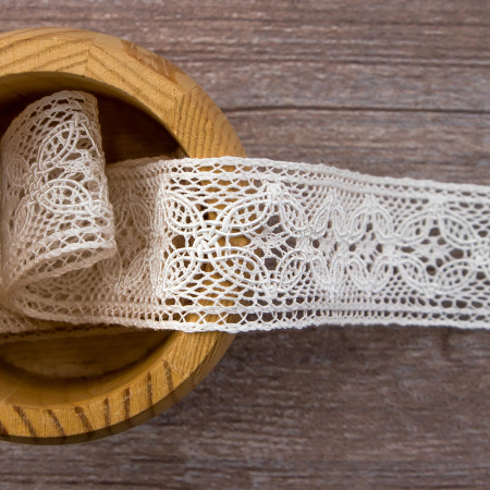 Мерсеризованное хлопковое кружево, 35 мм, цвет белый. Арт 2223/01
