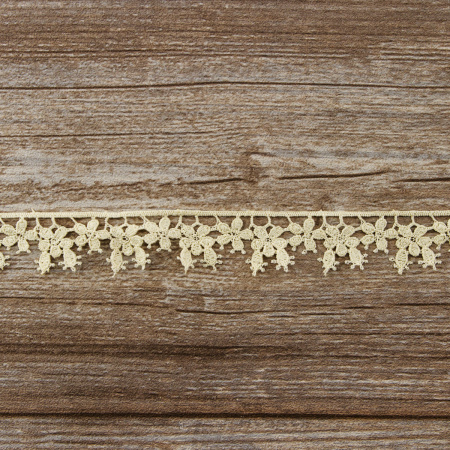 Мерсеризованное хлопковое кружево, 24 мм, цвет бежевый. Арт K059/27