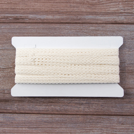 Мерсеризованное хлопковое кружево, 13 мм, цвет шампань. Арт 3514/02