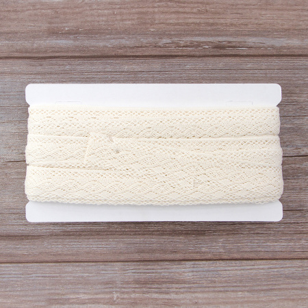 Мерсеризованное хлопковое кружево, 28 мм, шампань. Арт 2121/72