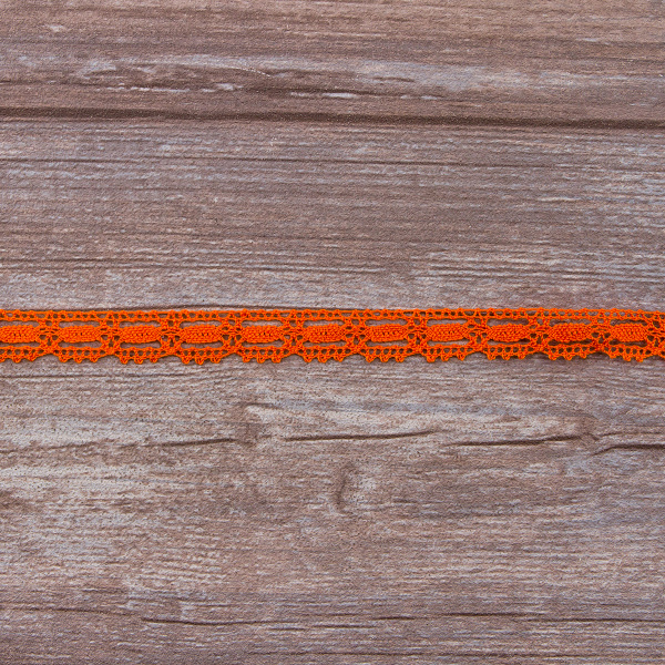 Мерсеризованное хлопковое кружево, 15 мм, цвет оранжевый. Арт 1798/17                 