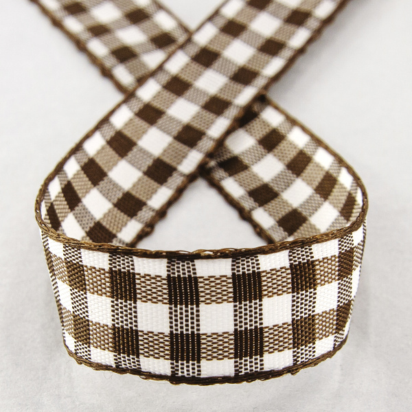 Лента с рисунком клетка SAFISA, 16(18) мм, 25 м, цвет 17, коричневый. Арт 469-16мм-17             