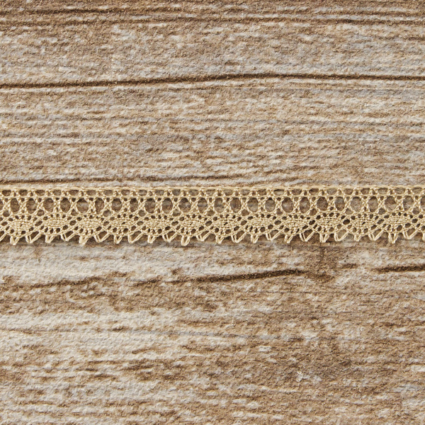 Мерсеризованное хлопковое кружево, 10 мм, цвет бежевый. Арт 3221/27