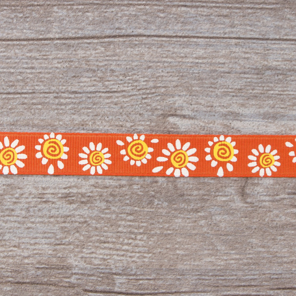 Лента репсовая SAFISA с напечатаным рисунком, 15 мм, 15 м, цвет 61, алый. Арт 25305-15мм-61