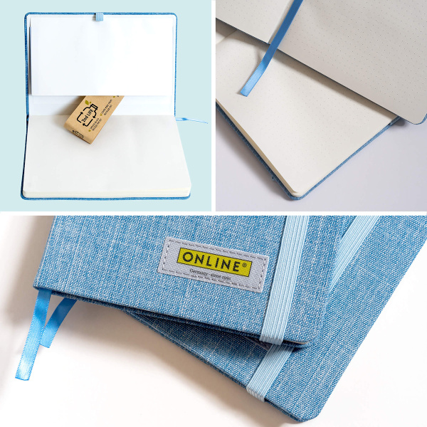 Скетчбук "Bullet Journal" с разметкой, размер А5, 96 листов, 80г/м2, обложка с голубой текстурой. Арт 04071/6