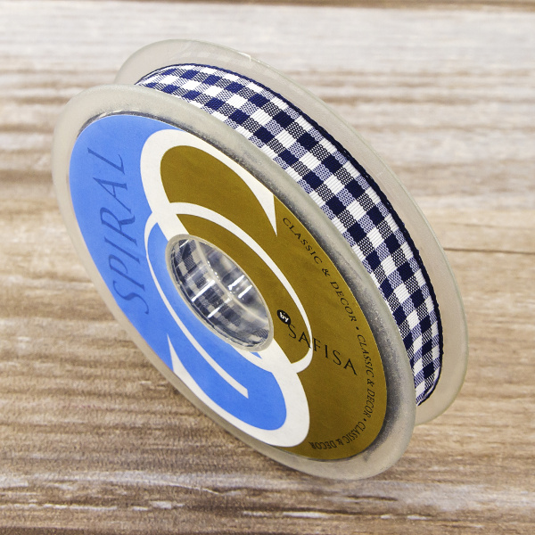 Лента с рисунком клетка SAFISA, 16(18) мм, 25 м, цвет 15, темно-синий. Арт 469-16мм-15             