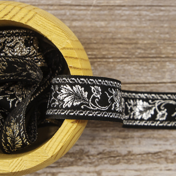 Лента жаккард с люрексом SAFISA, 20 мм, 15 м, цвет 102. Арт 9088-20мм-102           