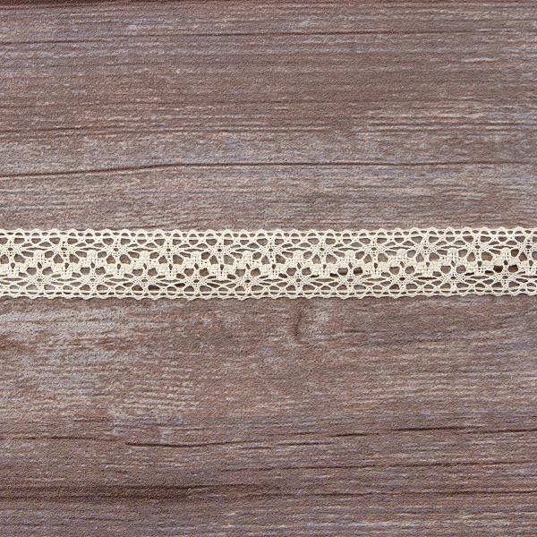 Мерсеризованное хлопковое кружево, 20 мм, цвет сливочный. Арт 3037/02                 