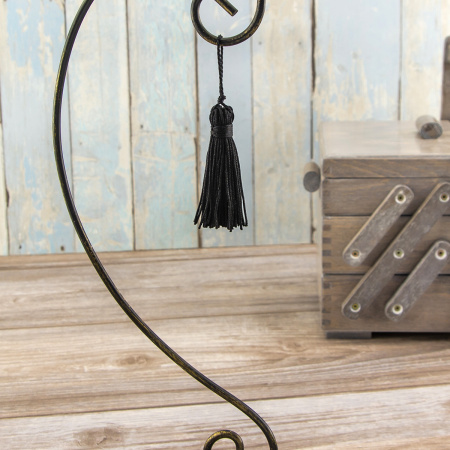 Кисть декоративная на шнуре, длина 70 мм, цвет черный. Арт KY - 02-col.PE - 56