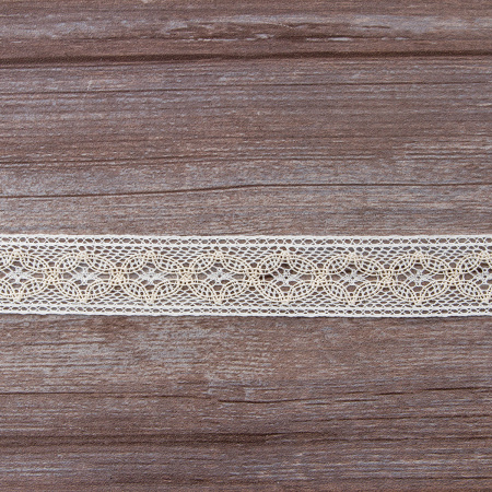 Мерсеризованное хлопковое кружево, 35 мм, цвет шампань. Арт 2223/18