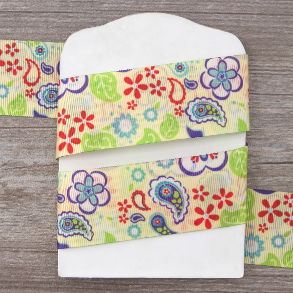 Лента репсовая SAFISA с рисунком, 39 мм, 15 м, цвет 01, белый. Арт 25310-39мм-01