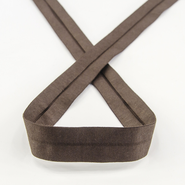 Косая бейка хлопок, 20 мм, 20 м, цвет 17, коричневый темный. Арт 6598-20мм-17