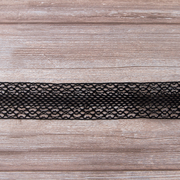 Мерсеризованное хлопковое кружево, 50 мм, цвет черный. Арт 3763/14                 
