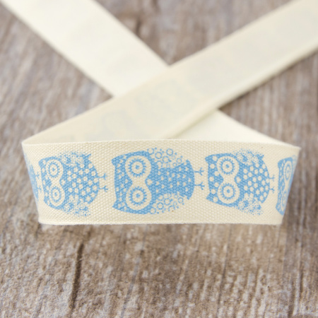 Лента хлопковая на картонной мини-катушке "Совы". Арт VR15.902