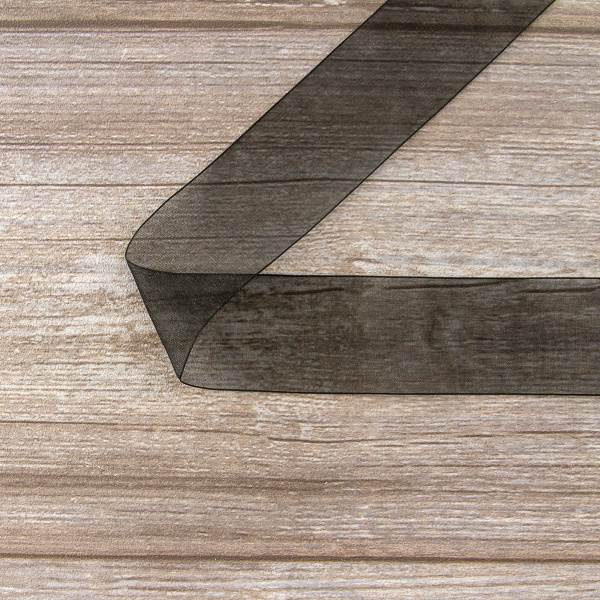 Лента органза SAFISA мини-рулон, 39 мм, 2 м, цвет 01, черный. Арт P00520-39мм-01          