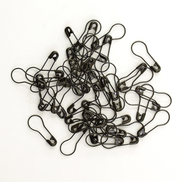 Булавки английские для этикеток, цвет черный, 23 мм, 55 шт. в контейнере. Арт 416.00.BK