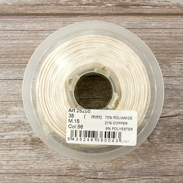 Лента органза "с памятью" SAFISA, 38 мм, 15 м цвет 56, кремовый. Арт 25256-38мм-56           