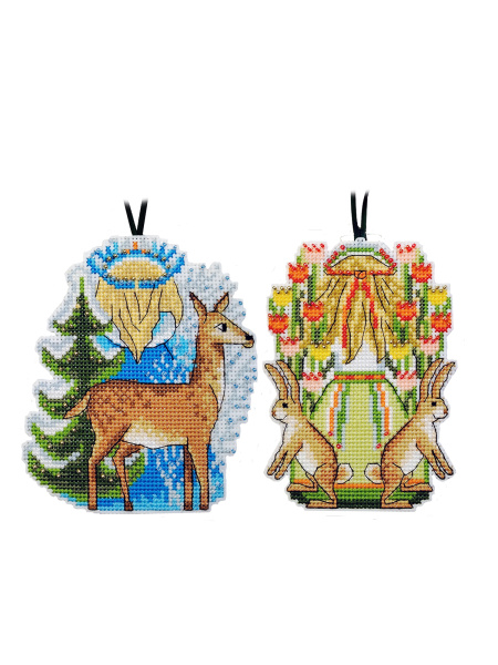 Набор для вышивания на пластиковой канве "Девы зимы и весны". Арт 23.001.11