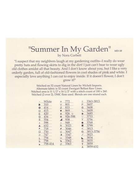 Схема для вышивания MIRABILIA "Лето в саду". Арт MD50
