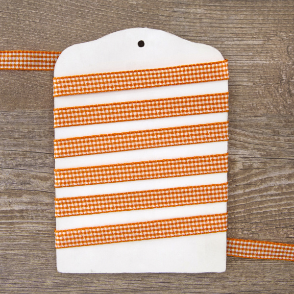 Лента с рисунком клетка SAFISA, 10 мм, 25 м, цвет 61, оранжевый. Арт 466-10мм-61             