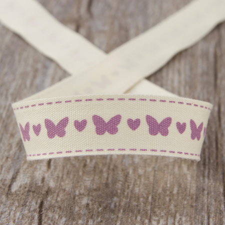 Лента хлопковая на картонной мини-катушке "Бабочки". Арт VR15.711