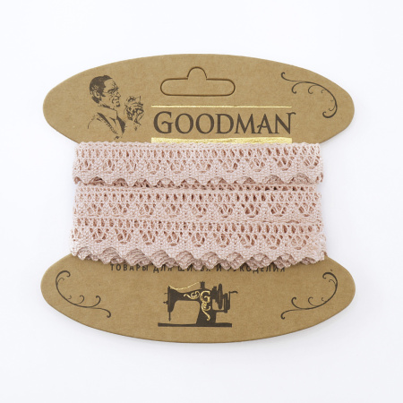 Кружево плетеное, 12 мм, цвет розовый, 100% хлопок, 5 м. Арт K-5004-268