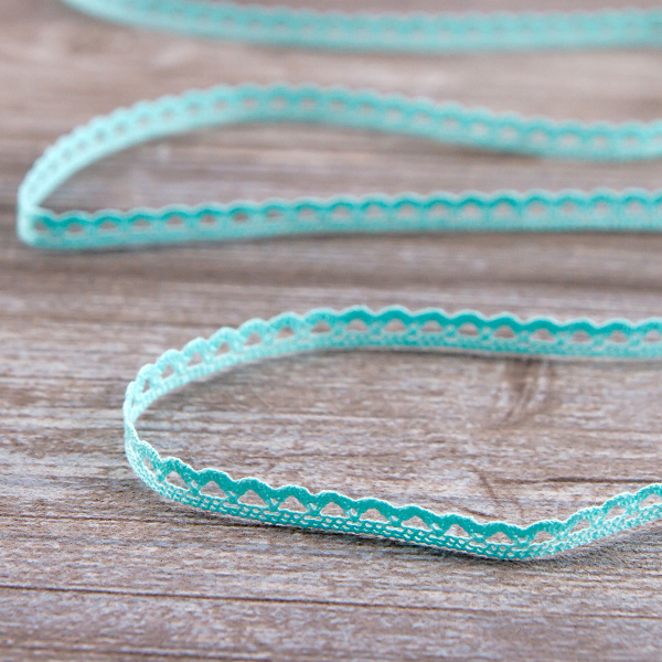 Мерсеризованное хлопковое кружево, 7 мм, цвет мятный. Арт 3174/82