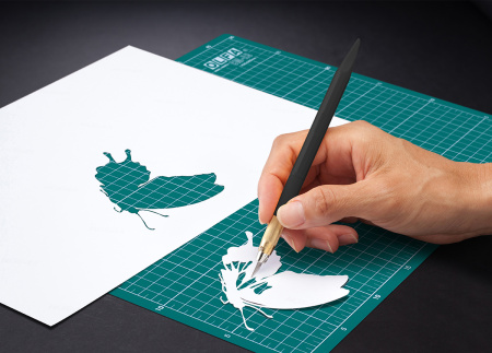 Набор: нож макетный с 5 лезвиями и 1 иглой для прокола, цвет чёрный. Арт AK-5/5BLK