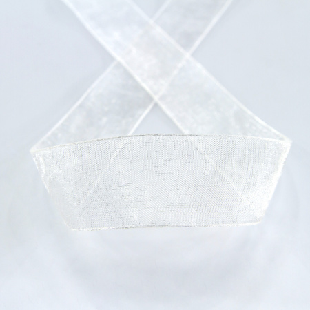 Лента органза SAFISA мини-рулон, 25 мм, 2,5 м, цвет 02, белый. Арт P00520-25мм-02          