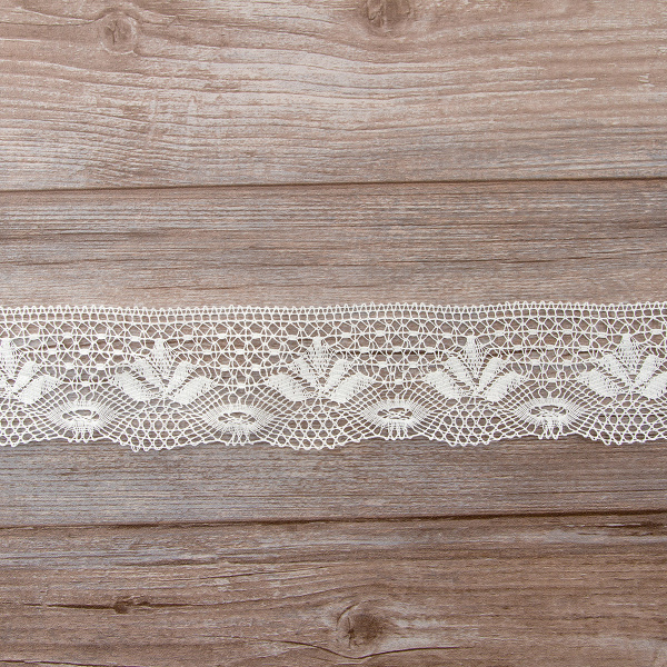 Мерсеризованное хлопковое кружево, 70 мм, цвет белый. Арт 3185/01