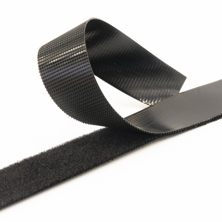 Липучка велюр-петельная пришивная, 2 части, ширина 20 мм, цвет черный, рулон 12 м. Арт N4315/BLAC