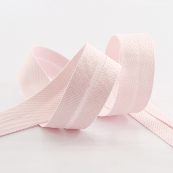Косая бейка хлопок/полиэстер, 20 мм, 20 м, цвет 52, бледно-розовый. Арт 6470-20мм-52