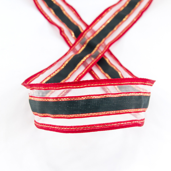 Лента органза с рисунком с проволокой по краю SAFISA, 30 мм, 15 м. Арт 25142-30                