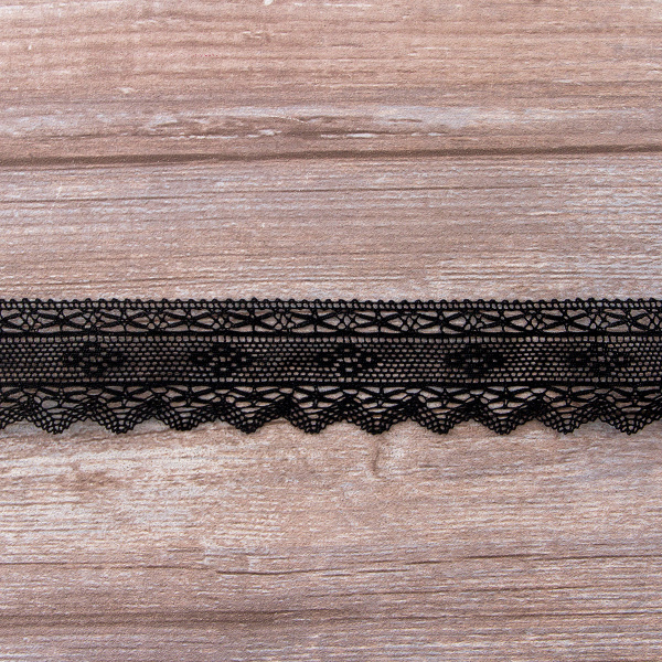 Мерсеризованное хлопковое кружево, 45 мм, цвет черный. Арт 1797/14                 