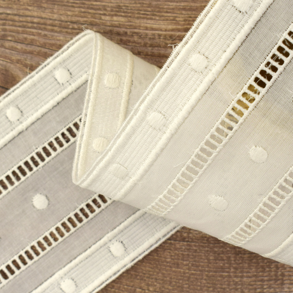 Шитье-вышивка на батисте, прошва, 90 мм, цвет белый. Арт 13759/B