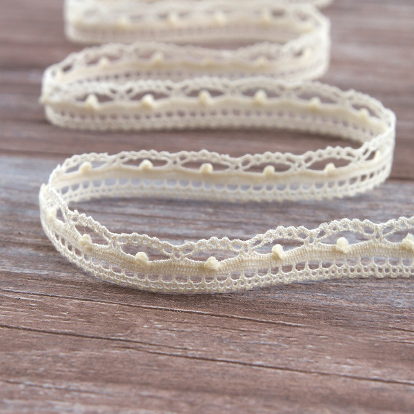 Мерсеризованное хлопковое кружево, 15 мм, шампань. Арт 2150/72