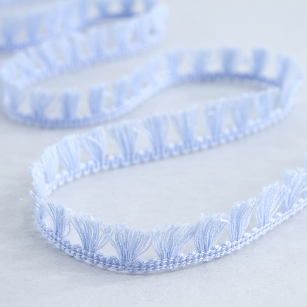 Тесьма декоративная, 16 мм, с бахромой, цвет светло-голубой. Арт 2204/19