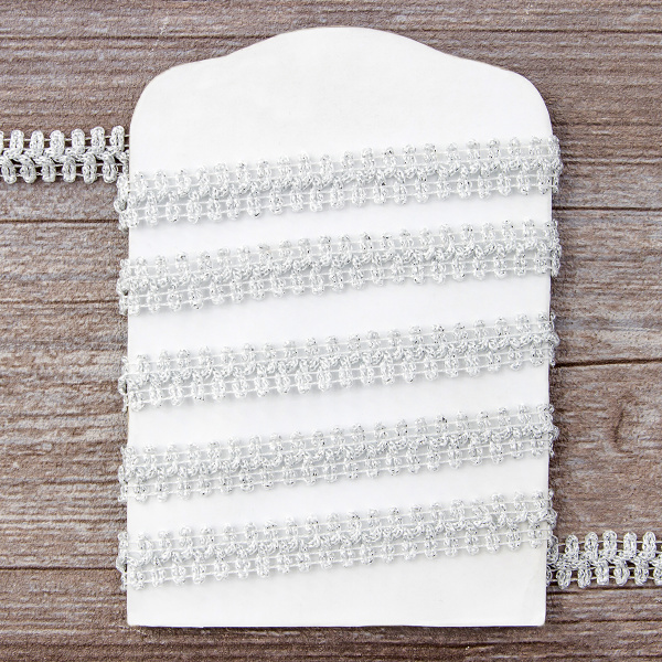 Тесьма SPIRAL ( SAFISA) тип отделочная, арт.25320-14 мм, 15 м, цвет 102, серебряный. Арт 25320-14мм-102