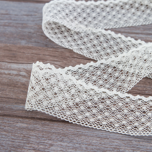 Мерсеризованное хлопковое кружево, 50 мм, цвет шампань. Арт 2040/72