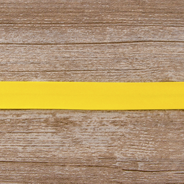 Косая бейка атласная 20 мм, 25 м, цвет 32, желтый. Арт 6260-20мм-32            