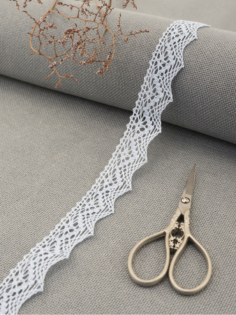 Кружево плетеное, 25 мм, цвет темно-синий, 100% хлопок, 5 м. Арт K-5003-267