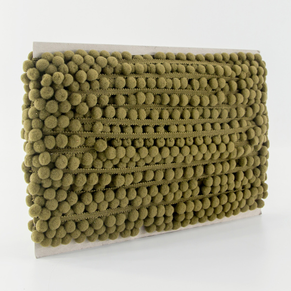 Тесьма с помпонами, диаметр 10 мм, цвет хаки. Арт PA-18-col.606