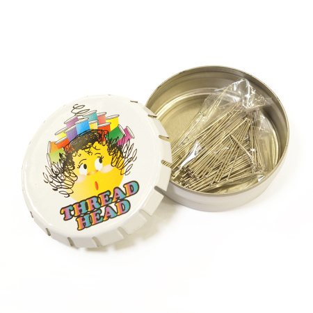 Булавки - гвоздики "WACKY PIN TIN" в жестяных круглых коробочках. Арт PT.PINSTINS.DB/1