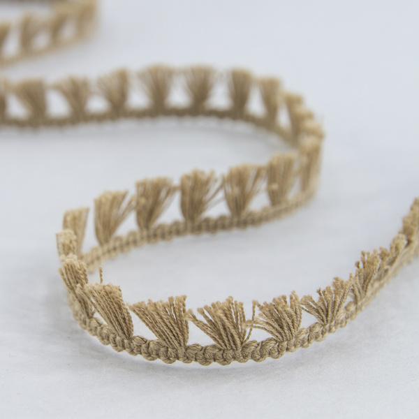 Тесьма декоративная, 16 мм, с бахромой, цвет бежевый. Арт 2204/27