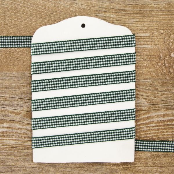 Лента с рисунком клетка SAFISA, 10 мм, 25 м, цвет 43, темно-зеленый. Арт 466-10мм-43             