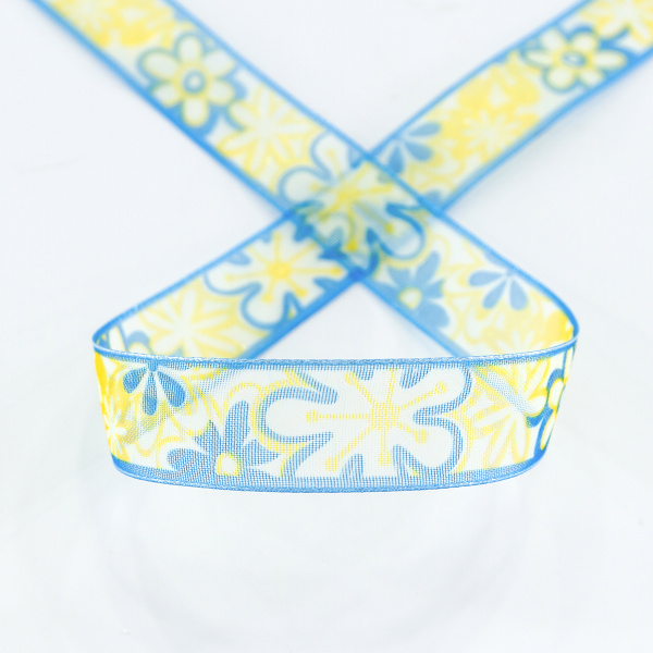 Лента органза с напечатанным рисунком SAFISA, 15 мм, 15 м, цвет 03. Арт 25253-15мм-03           