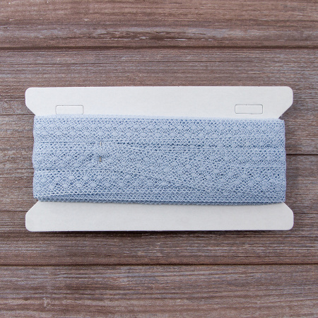 Мерсеризованное хлопковое кружево, 20 мм, цвет светло-голубой. Арт 2020/19