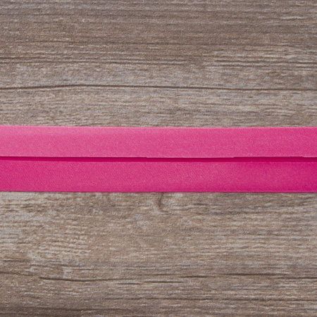 Косая бейка атласная 30 мм, 25 м, цвет 142, ярко-розовый. Арт 6260-30мм-142            